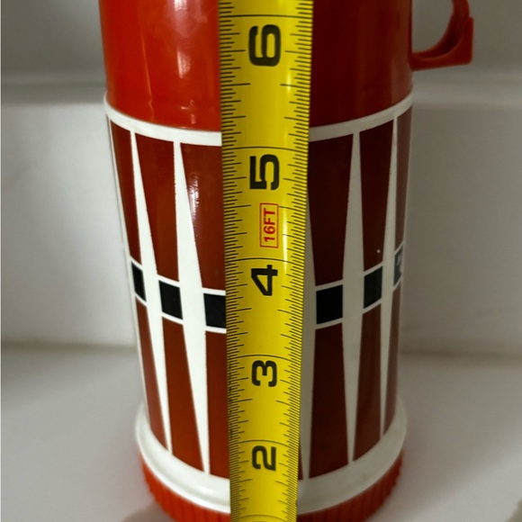 Retro Vintage Thermos King Seeley Plastic Orange Diamond - Half Pint 28A53 - Picture 8 of 10